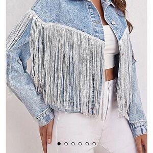 NWT Glory Connection Denim Jacket with Fringe